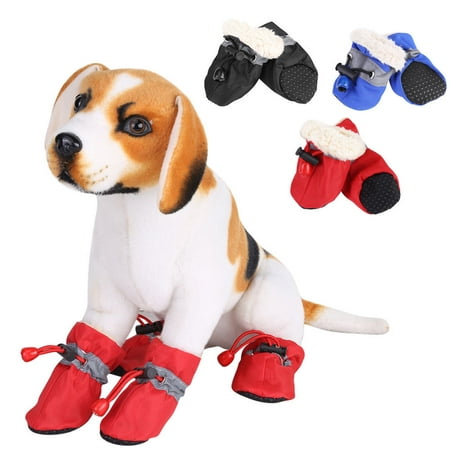 Dog Boots Waterproof Paw Protectors Dog Shoes with Adjustable Straps and Rugged Anti-Slip Sole, 4pcs (S)
