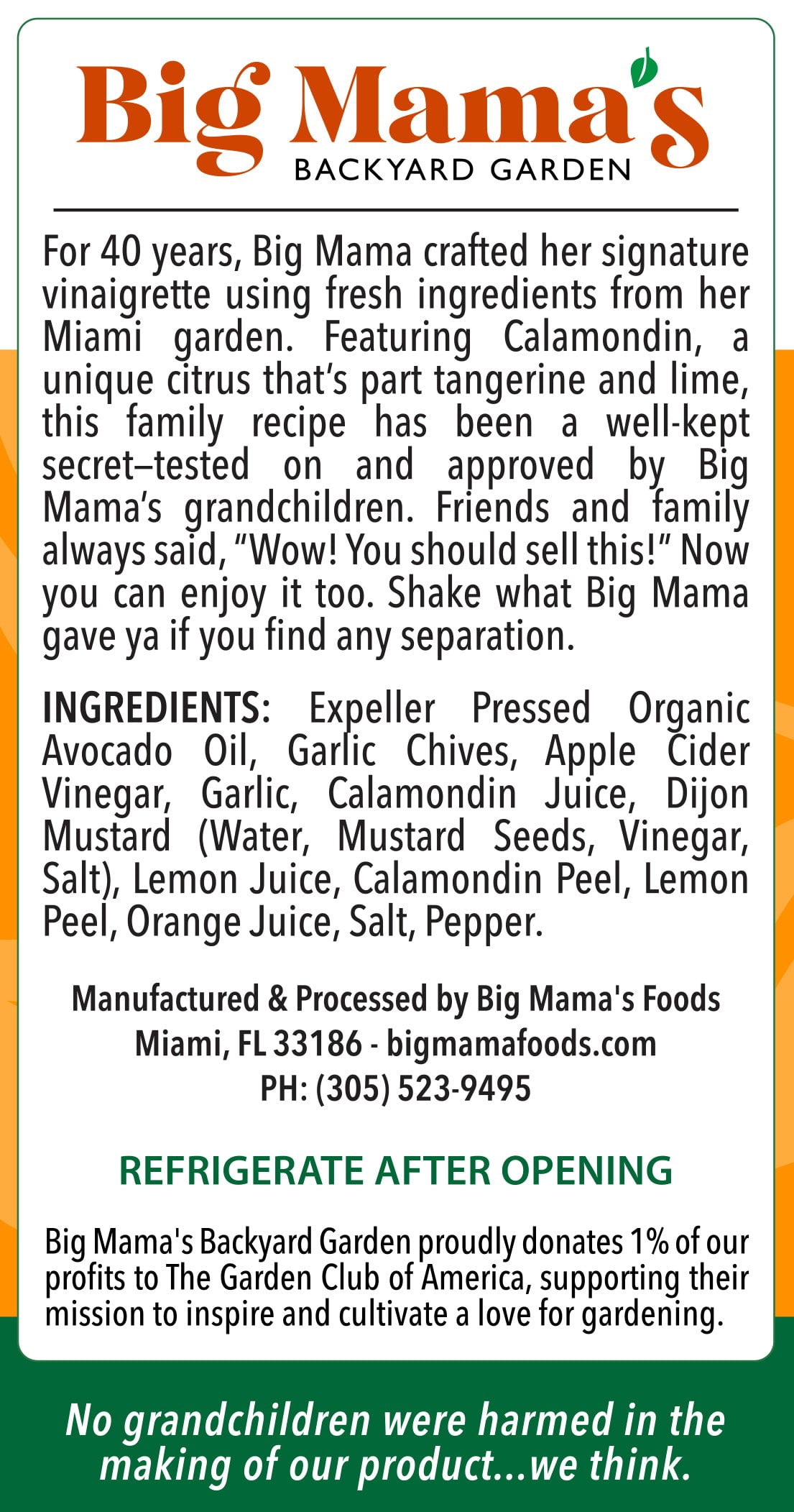 Avocado Oil - Big Mama's Citrus Calamondin Vinaigrette