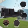 thumbnail image 2 of Pemberly Row 2 Person Patio Rattan Hanging Porch Swing Bench Chair Black, 2 of 8