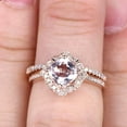 thumbnail image 2 of 1.75 Carat Cushion Cut Morganite Wedding Set Bridal Engagement Ring On 10k Rose Gold Vintage Art Deco Antique Flower Halo Design, 2 of 6