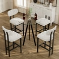 thumbnail image 2 of KATBOC Bar Set, 26 Counter Height Bar Stools Set of 4 & 31.5in Glass Bar Table, Modern Upholstered Fabric Stools, for Kitchen Island, Bar, Dining Room, BlackBeige, 2 of 6