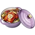 thumbnail image 4 of Hawsaiy 6 QT Enameled Cast Iron Dutch Oven with Lid, Includes 2 Oven Mitts, Nonstick Cookware for Baking, Roasting, Braising, Purple, 4 of 10