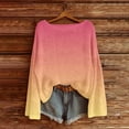 thumbnail image 2 of yardsong Boho Fall Tops for Women Sweaters Graphic Tees Tops Long Sleeve Shirts Casual Knit Pullover Vintage Shirt Hot Pink,M, 2 of 3