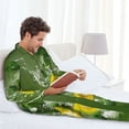 thumbnail image 6 of Naloa Friut Avocado Men’s Pajamas Set - Long Sleeve Button Down Sleep Shirt and Pajama Bottoms Sleepwear Set-Medium, 6 of 7