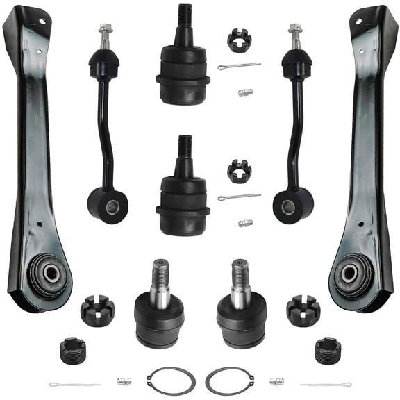 Detroit Axle - 8pc Front End Suspension Kit for 1997-2006 Jeep TJ Wrangler 2 Upper Control Arms 4 Ball Joints 2 Sway Bar Links 1998 1999 2000 2001 2002 2003 2004 2005 Replacement