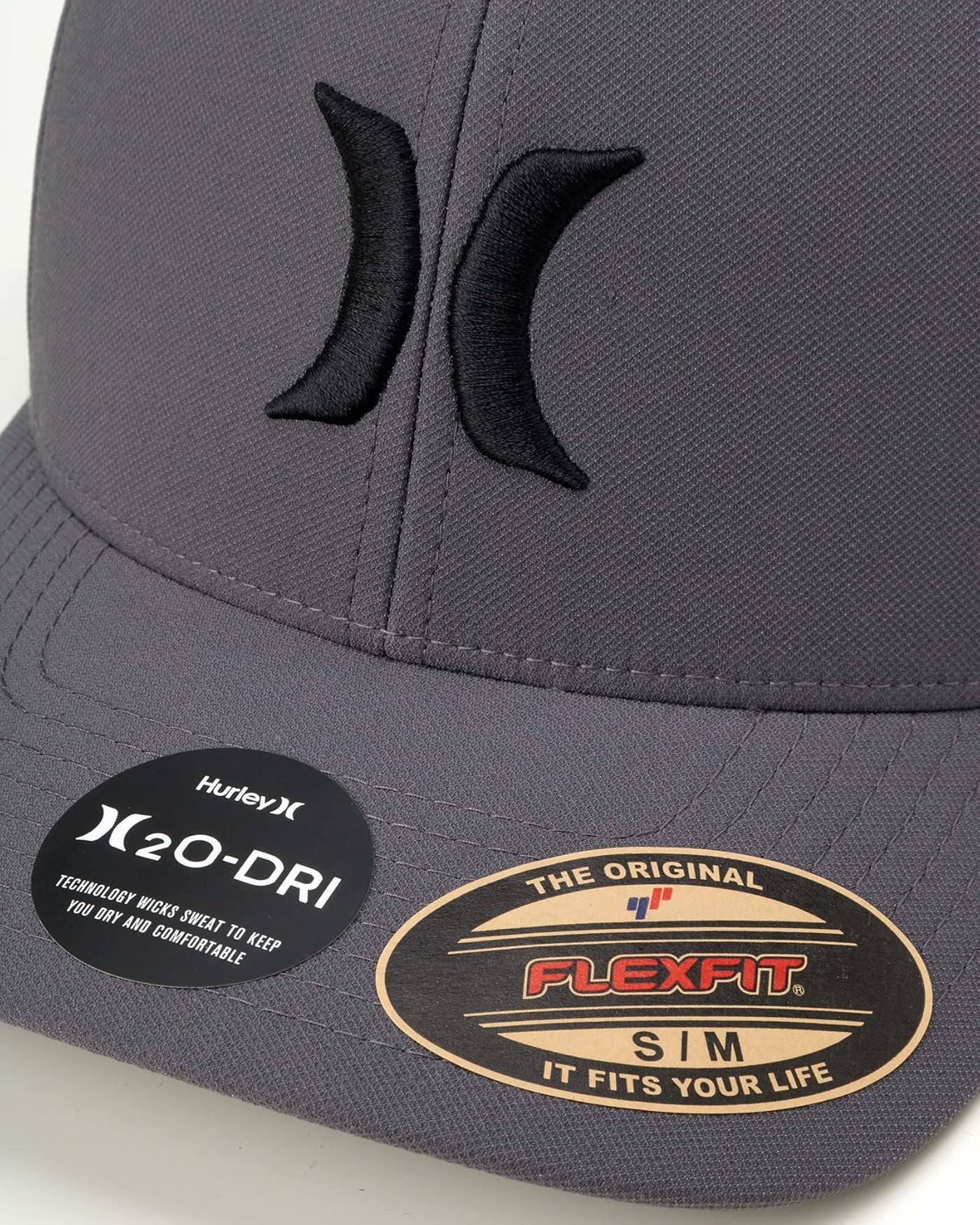 Hurley Men's H2O-DRI One and Only Flex Fit Hat in Dark Grey Size L/XL (L/XL, Dark Grey)