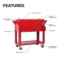 thumbnail image 3 of Permasteel 80-Qt Antique Outdoor Steel Patio Cooler on Wheels, Rolling Cooler Cart, Wooden Teak Style, Red, 3 of 11