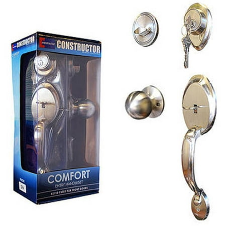 Constructor COMFORT Entry Door Lock Handle Set with Deadbolt Single Cylinder and Knob Satin Nickel (Best Fiberglass Entry Doors)