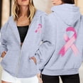 thumbnail image 4 of Breast Cancer Awareness Hoodies for Women 2025 Zip Up Long Sleeve Hoodie with Pockets Hooded Sweatshirt Women Jacket, 4 of 7