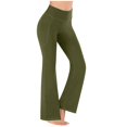 thumbnail image 2 of Yoga Pants Women High Waist Casual Soft Straight Leg Flare Leggings Tummy Control Seamless Bootcut Pants With Pockets, 2 of 6