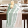 thumbnail image 3 of Ombre Green Ocean Table Runner, Coastal Waves Beach Gradient Washable Cotton Linen Table Runners 72 Inches Long, Dresser Scarf Runner for Dining/Coffee/Kitchen/TV Stands/Cabinets 13''x72'', 3 of 9