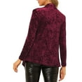 thumbnail image 3 of INSPIRE CHIC Women's Shawl Collar Open Front Pockets Stretchy Velvet Cardigan XS Burgundy, 3 of 7