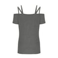 thumbnail image 3 of Wenyuyu Womens Cold Shoulder Tops Summer Solid Sexy Cut Out T-Shirts Double Straps Short Sleeve Going Out Blouses Gray S, 3 of 6