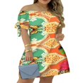thumbnail image 3 of MesaSe Robe d'Été à Imprimé Floral pour Femmes, Robe Mini à Rayures à Épaules Dénudées, Robe Décontractée Ample avec Nœud, Mode Urbaine TTG, 3 of 3