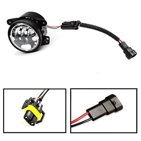 Jeep Wrangler Fog Lamp - iJDMTOY (2) LED Fog Lamps Conversion Adapter Wires For 2007-2009 Jeep Wrangler JK (Good For JW Speaker 6045 6145 or Truck-Lite 80275)