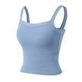 thumbnail image 3 of Women's Tank Tops with Built in Bras Ribbed Square Neck Sleeveless Vest Casual Fitness Workout Running Shirts, 3 of 7