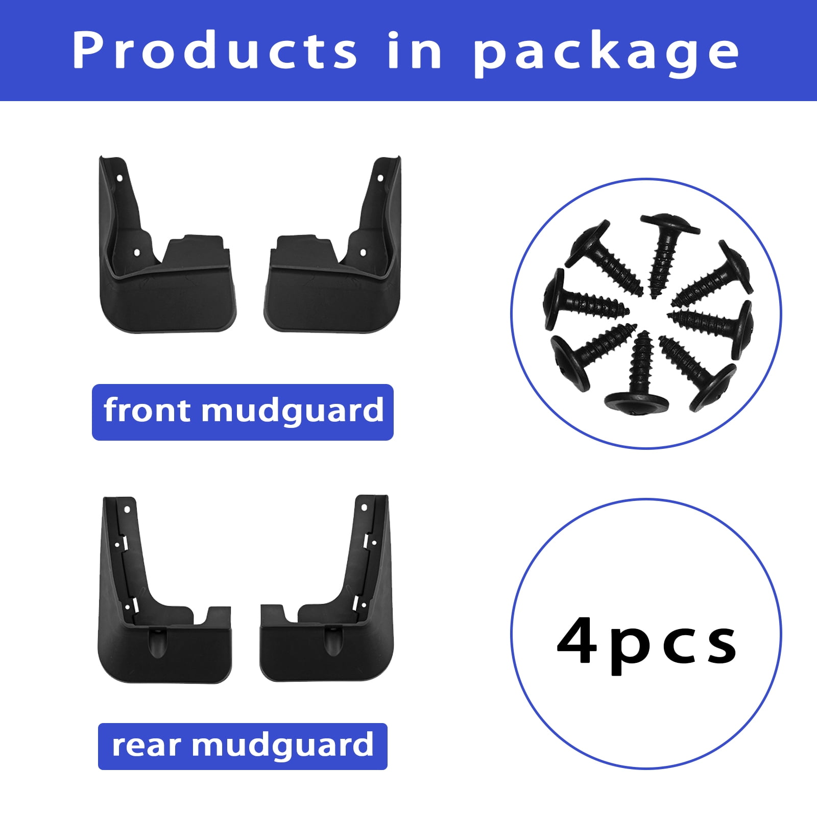 Custom Mud Flaps For Toyota Camry LE 2024, Mudguards No Drilling Accessories, Front & Rear Protection Splash Guards 4PCS-black