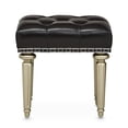 thumbnail image 2 of Hollywood Swank Tufted Leather Vanity Bench - Black, 2 of 7