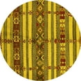 thumbnail image 1 of Ahgly Company Indoor Round Oriental Yellow Industrial Area Rugs, 7' Round, 1 of 4