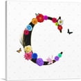 thumbnail image 1 of ARTCANVAS Flower Plant Butterfly Alphabet Letter C Canvas Art Print - Size: 18" x 18" (0.75" Deep), 1 of 9