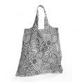 thumbnail image 2 of Oriental Fabric Shopping Tote, Monochrome Design Cultural Pattern Intricate Folk Swirls Leaves, Portable and Foldable Bag to Keep in Pocket Bag Purse & Car, White and Black, by Ambesonne, 2 of 4