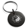 thumbnail image 1 of Stainless Steel Sacred Lotus Yin Yang Engraved Small Medallion Circle Charm Keychain Keyring, 1 of 1