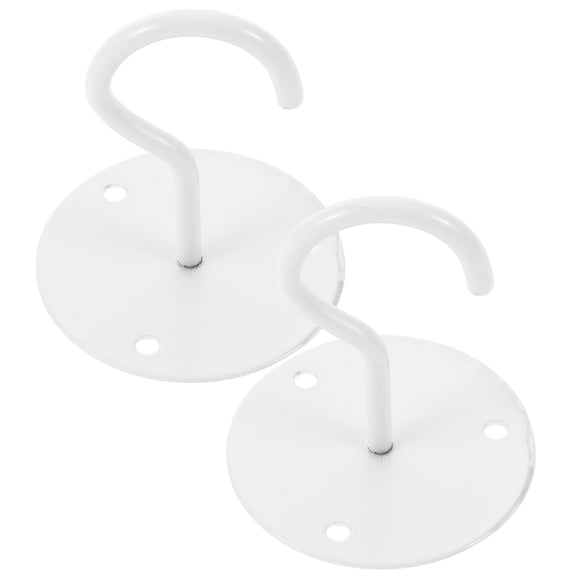ETEREAUTY Set of 2 White Metal Ceiling Hooks for Hanging Baskets, Cabinets, and Wall Mounts, and Easy to Install