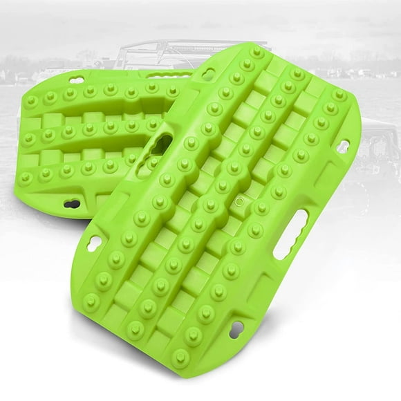 BUNKER INDUST Off Road Traction Boads, 2 Pcs Short Recovery Track Traction Mats for 4WD Mud, Sand, Snow Ramps-Green Tire Traction Tool (Without Strap)