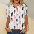 thumbnail image 2 of Patlollav Shirts For Womens Summer Short Sleeve T-Shirt Loose Fit Button Down Lapel Tees Blouses, 2 of 6