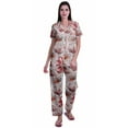 thumbnail image 1 of Moomaya Notch Collar Button Down Printed Cotton Pajama Set For Women Nightwear, 1 of 6