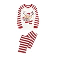 thumbnail image 3 of Gureui Parent-Child Xmas Nightclothes, Long Sleeve Round Neck Elk Print Tops White Red Striped Trousers, 3 of 9