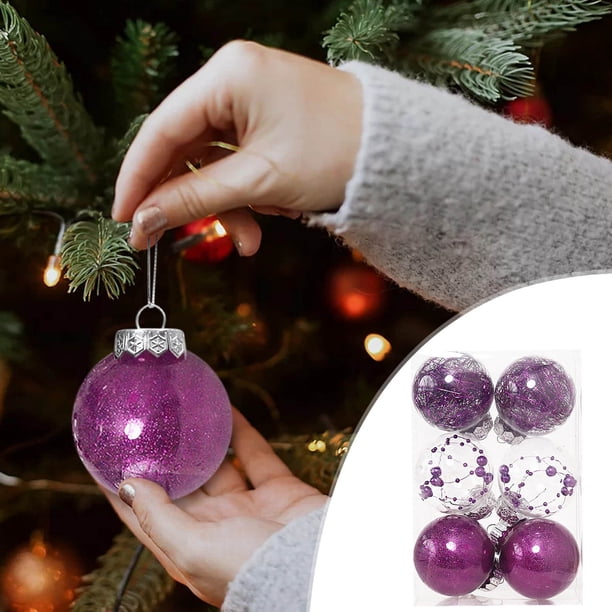 Adornos navideños de 6 cm (6 unidades): Bolas colgantes para árbol de Navidad, ideales para decorar fiestas y el hogar.