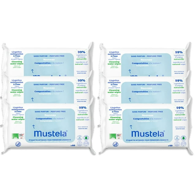 Toallitas limpiadoras compostables Mustela Baby 6x60 sin fragancia