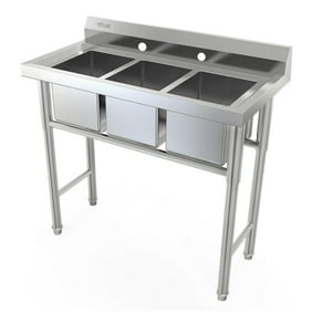 Costway 3 Compartment Stainless Steel Kitchen Commercial Sink