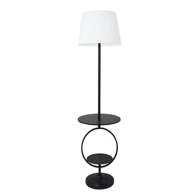 Elegant Designs Table de Chevet Table d'Appoint Double Étagère Lampe de Sol Décorative, Noir