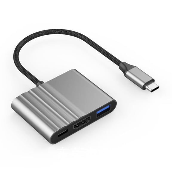 3-in-1 USB C Hub, Type-C to Adapter with 100W PD Charging, USB 3.0, 4K Ultra HD Display, Aluminum Alloy Portable Multiport Dongle Compatible with MacBook, iPad, iPhone, Laptops and More