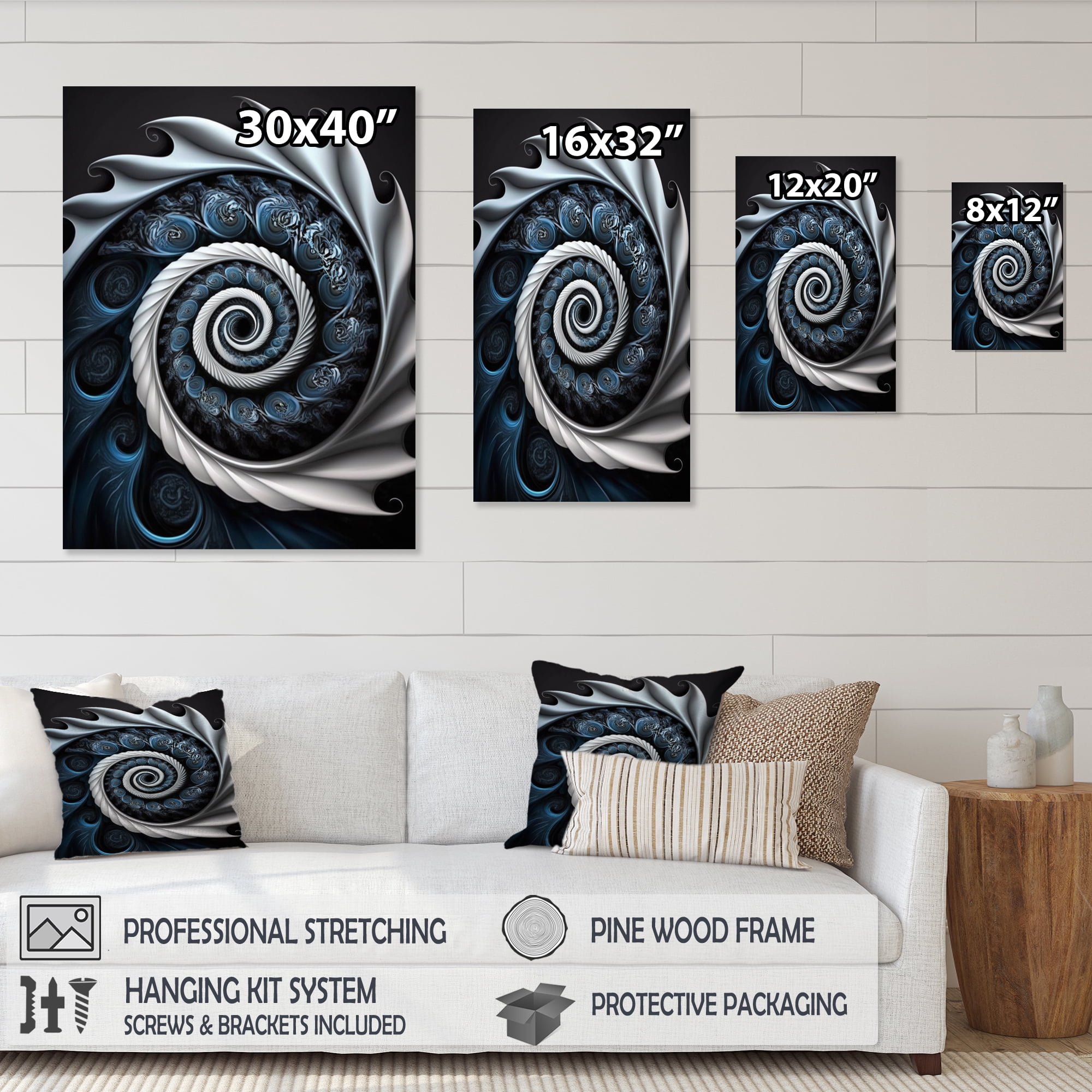 Designart Blue And White Stained Liquid Glass II Canvas Wall Art