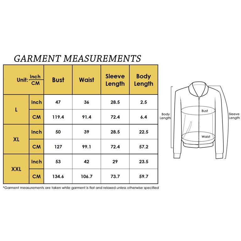 Size Chart - Bomber Jacket –