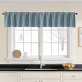 thumbnail image 2 of Patin Stone Blue Kitchen Curtains 18 Inch Length 2 Pcs, Rod Pockets Room Darkening Solid Thermal Curtains, Farmhouse Short Valances for Windows Drapes for Bathroom Cafe, Each Panel 60" W x 18" L, 2 of 10