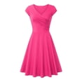 thumbnail image 3 of WILLBEST Vestidos Mono Informal De Manga Corta Con Cuello En V Y Color Liso Para Mujer, Falda Corta Con Vuelo Grande, Falda Informal De Verano, 3 of 3