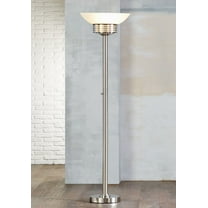 Possini Euro Design Light Blaster Art Deco Torchiere Floor Lamp 72 1/2" Tall Brushed Nickel LED Frosted Glass Bowl Shade for Living Room Bedroom House