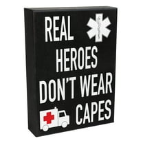 JennyGems EMT Gifts, Paramedic Gifts, Real Heroes Don't Wear Capes Sign, First Responder, EMT Graduation Gift, EMS Sign, Made in USA