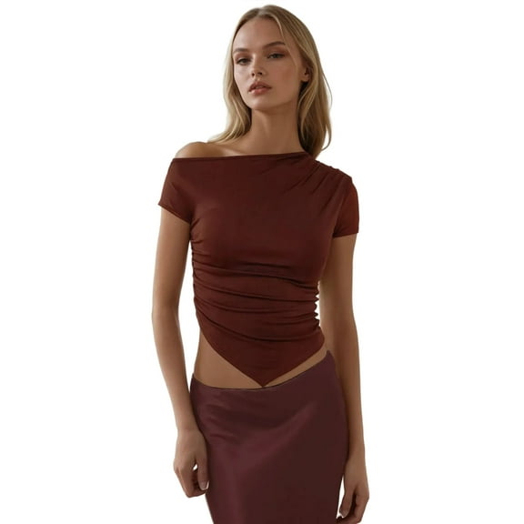 Soft Touch Asymmetrical Top With Drape Detail