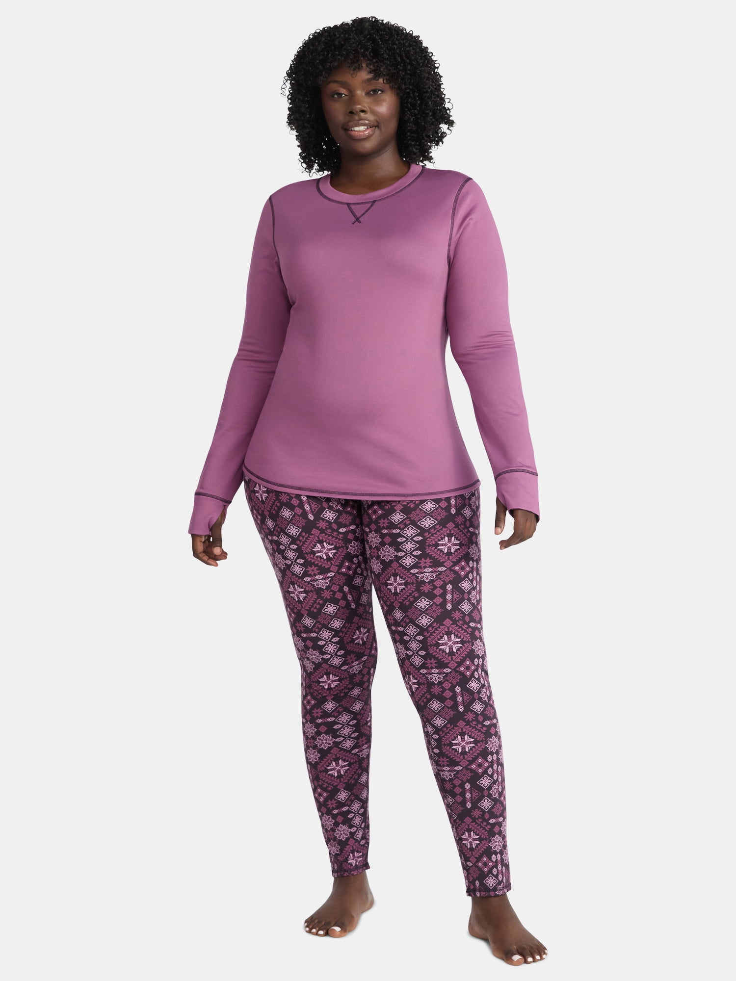 ClimateRight by Cuddl Duds Women's Brushed Comfort Top and Leggings Thermal Base Layer 2-Piece Set, Sizes XS-XXL