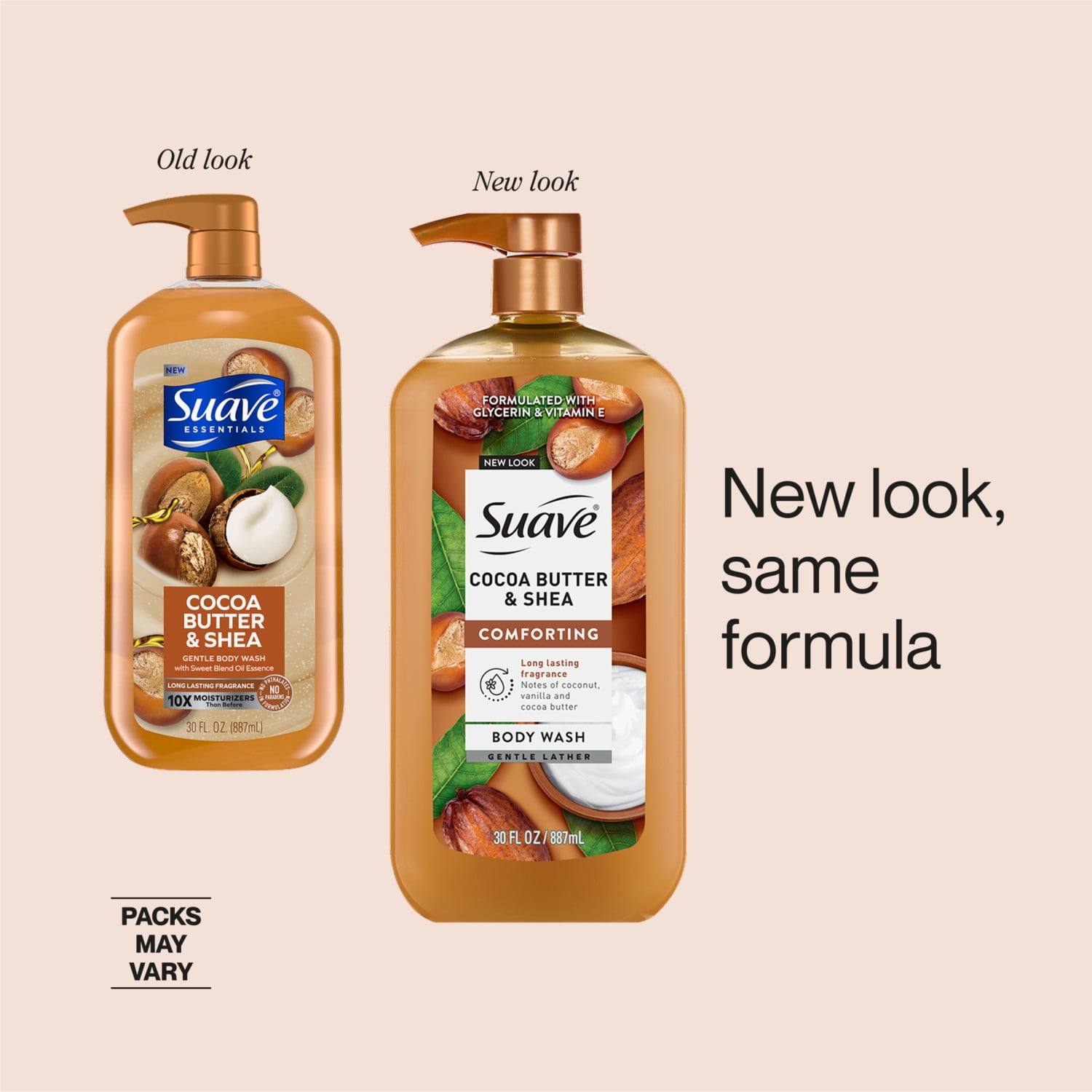 (2 pack) Suave Cocoa Butter + Shea Moisturizing Body Wash with Glycerin & Vitamin E, 30 FL OZ Pump