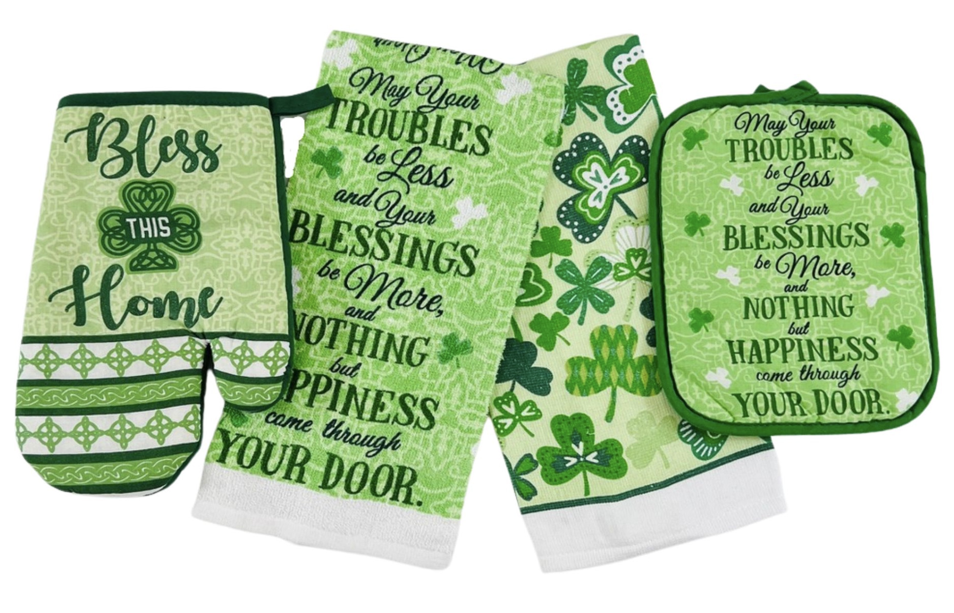 Serafina Home St. Patrick's Day Kitchen Dish Towels Pot Holders Mitt