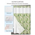 thumbnail image 4 of No Hook Shower Curtain with Snap-in Liner, Spring Leavse Waterproof Fabric Bathroom Curtains, Pastoral Garden Botanical Rustic Burlap Bath Curtains & Mesh Top Window 72"x96" Extra Long, 4 of 9