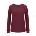 thumbnail image 3 of Scyoekwg Women'S Sweaters Crewneck Sweater Warm Casual Long Sleeve Knitted Sweater Fall Winter Clothes Solid Color Pullover Sweater Tops(Wine,XXL), 3 of 5