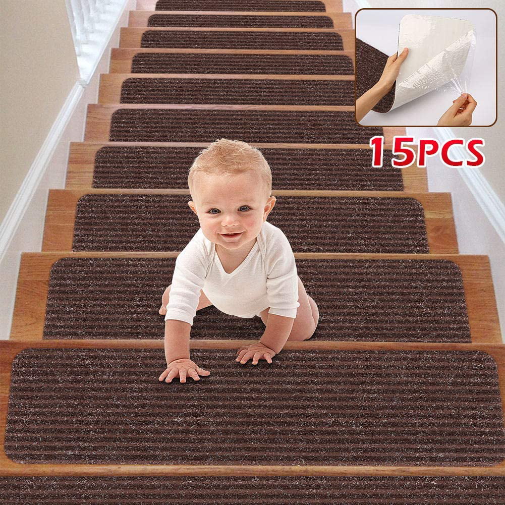 Carpet Runner For Stairs Non-slip Floor Protector 30' Beige Washable Long Rug 