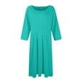 thumbnail image 4 of LISTHA Women's A-Line Swing Midi Dress 3/4 Sleeve Casual Formal Turquoise 3XL, 4 of 5